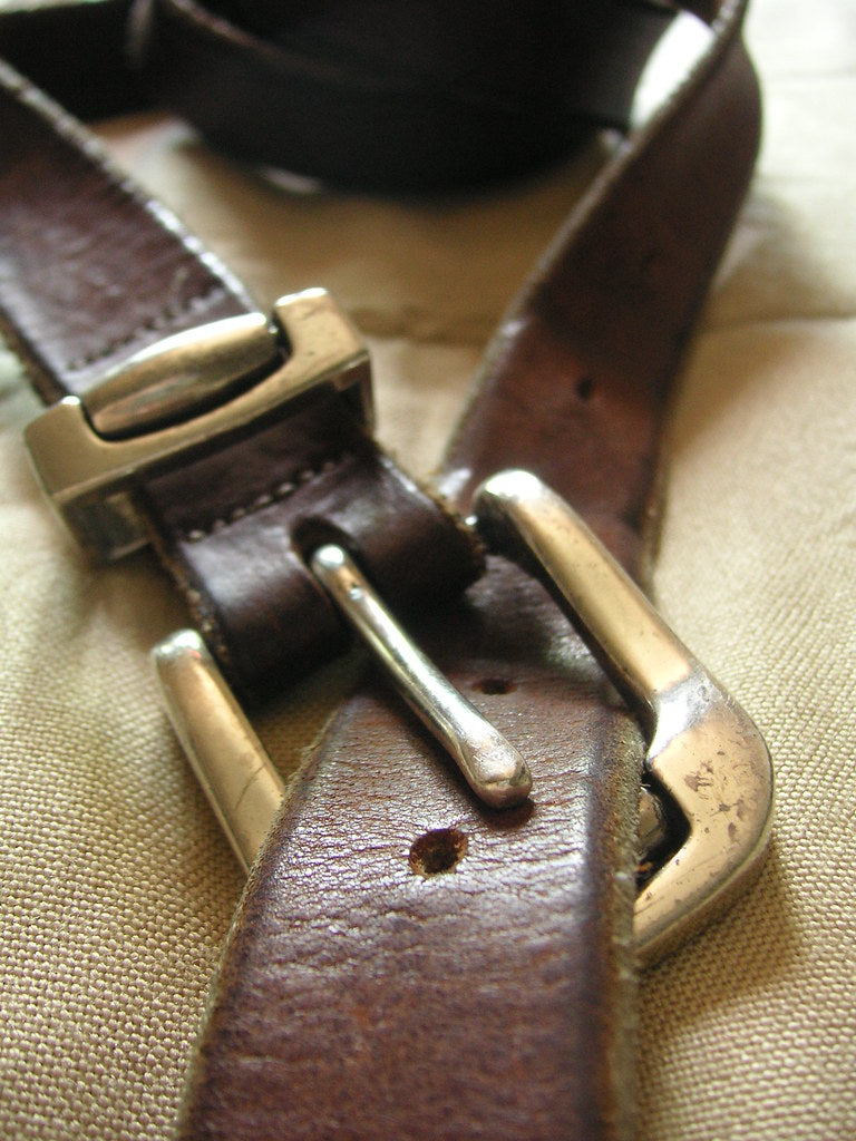 Braided leather belt detail