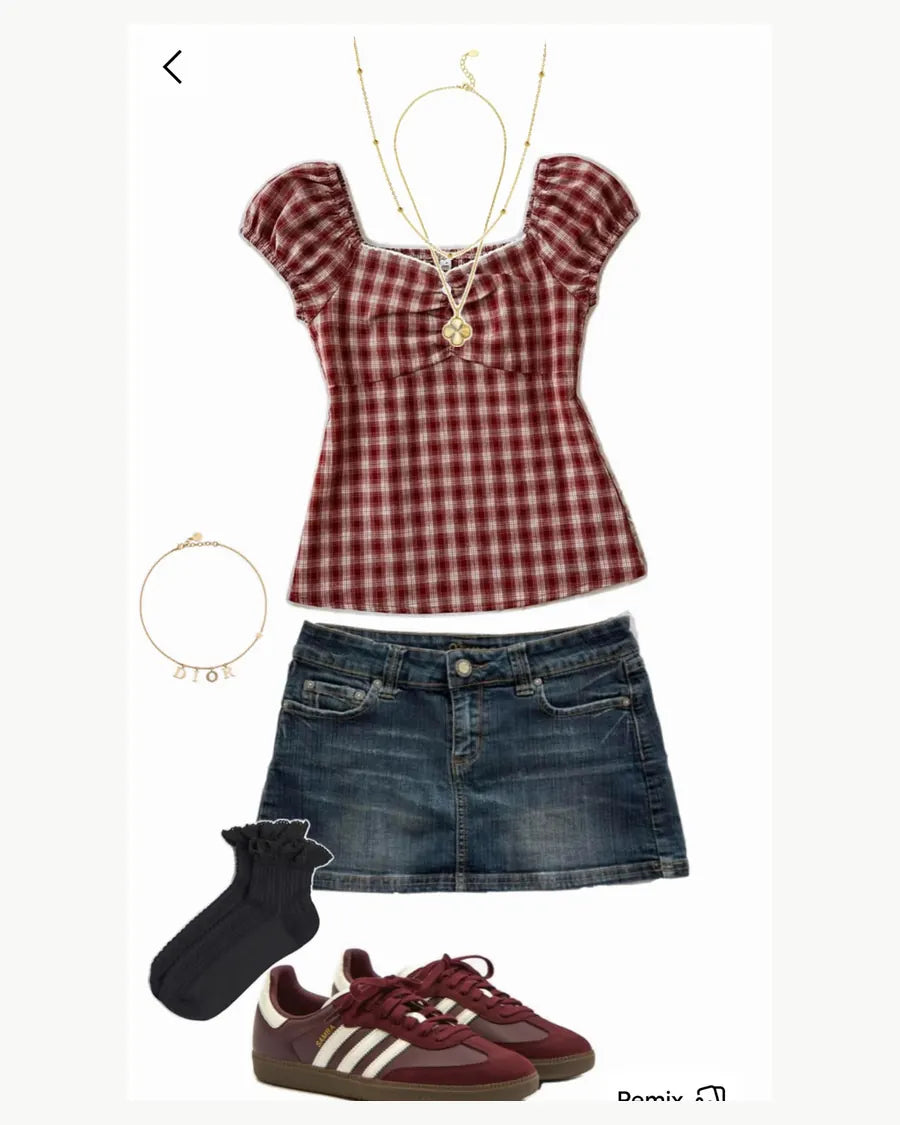 Darren Plaid Mini Fit Collage - Darren Collage outfit reference 01