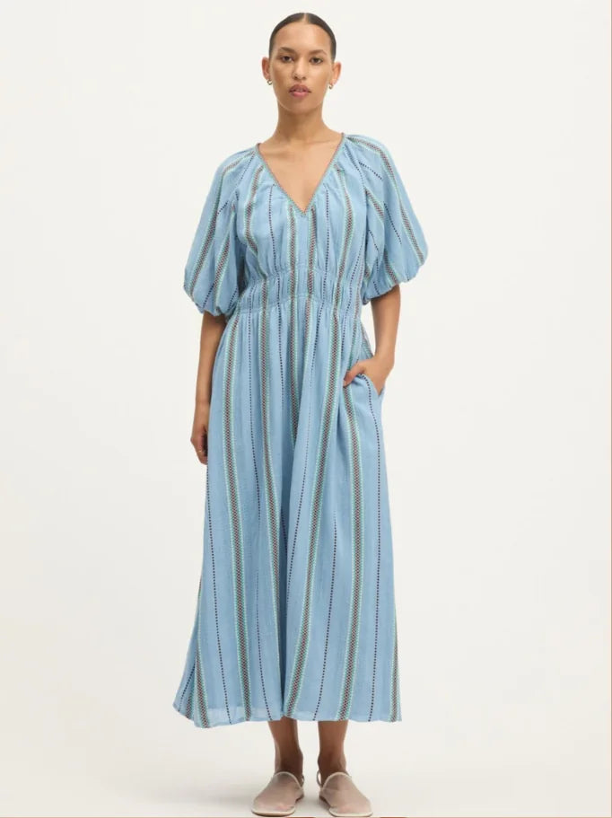 Bella Waffle Maxi Dress in Powder Blue FTC maternity reference 17