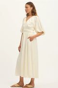 Bella Waffle Maxi Dress in Ecru and White FTC maternity reference 21