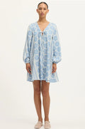 Deborah Waffle Mini Dress in Bright White and Blue FTC maternity reference 33