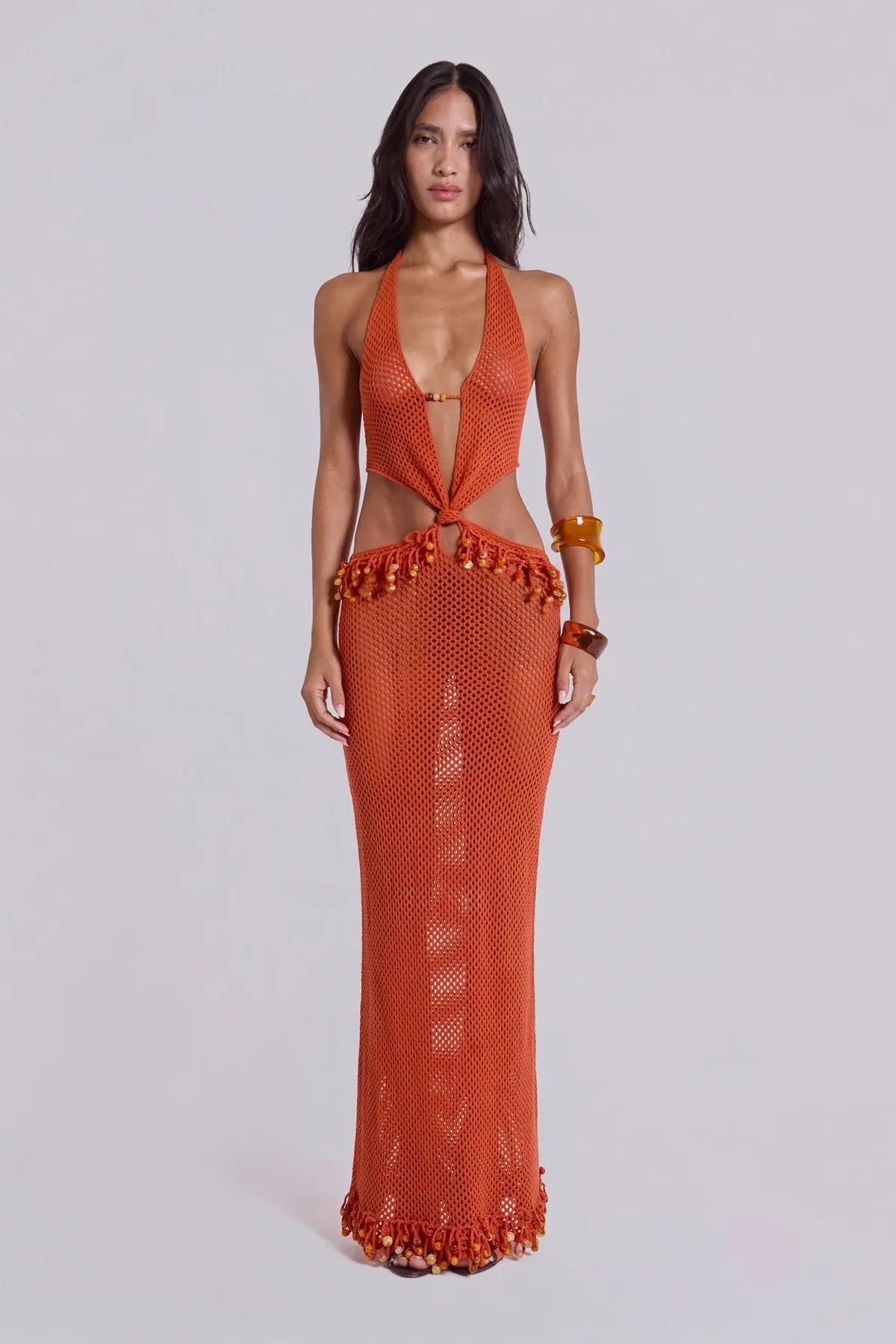 Jaded London Naida Beaded Crochet Maxi Dress image 1