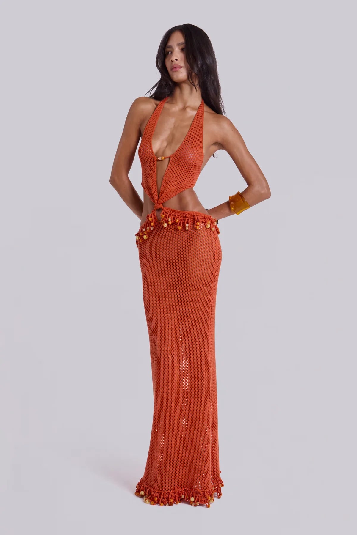 Jaded London Naida Beaded Crochet Maxi Dress image 2