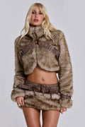 Jaded London Raven Faux Fur & Leather Crop Jacket image 1