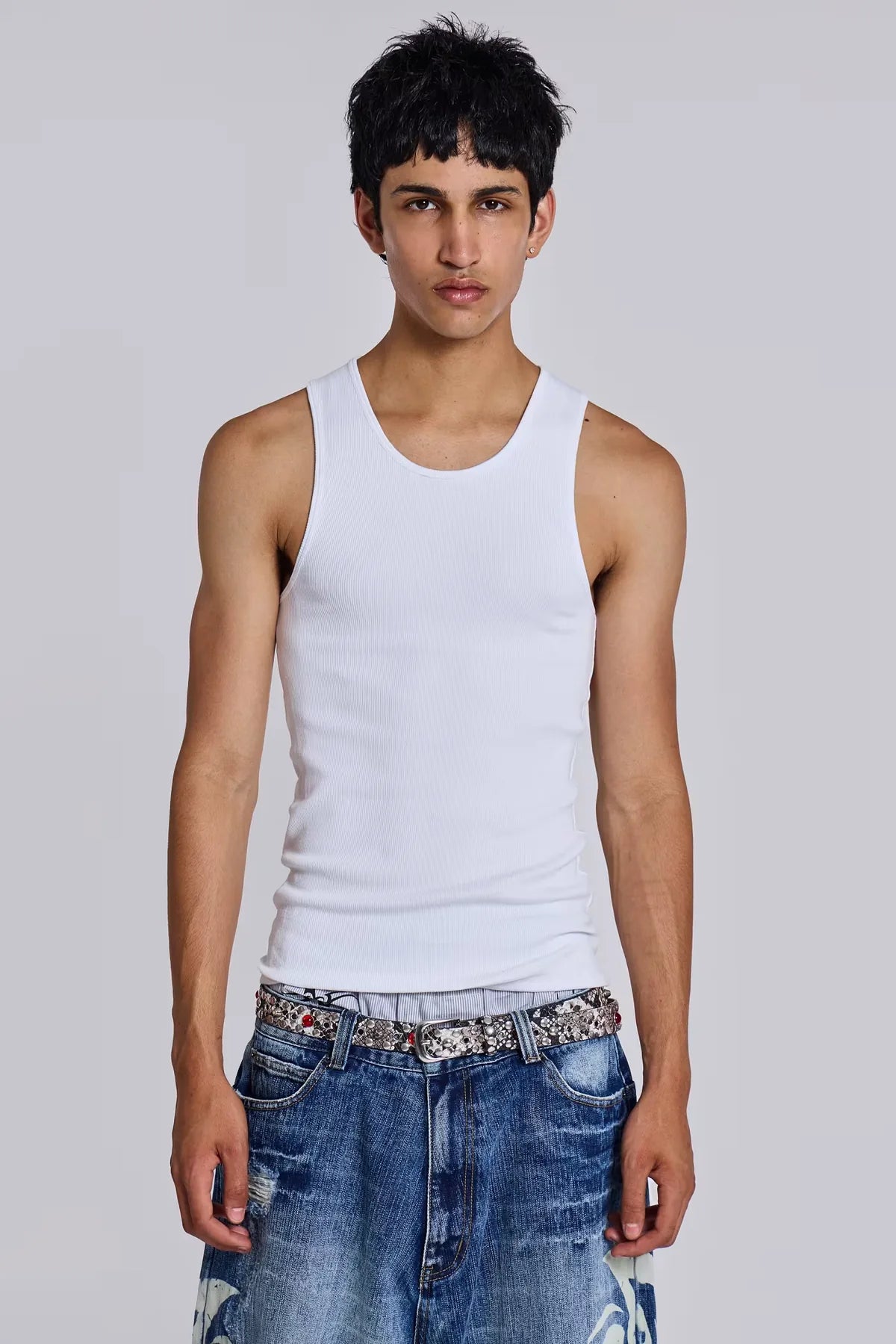 Jaded London White Rib Full Length Vest image 1