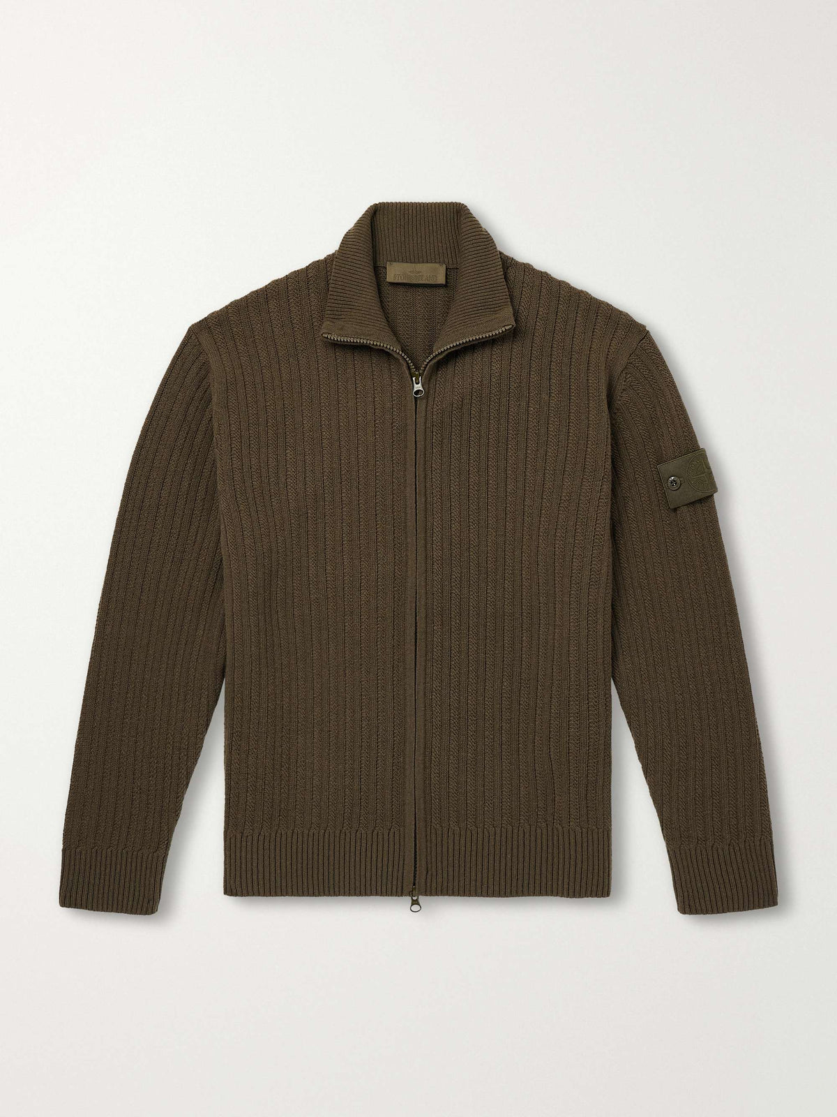STONE ISLAND — GHOST Ribbed Wool and Cashmere-Blend Zip-Up Cardigan