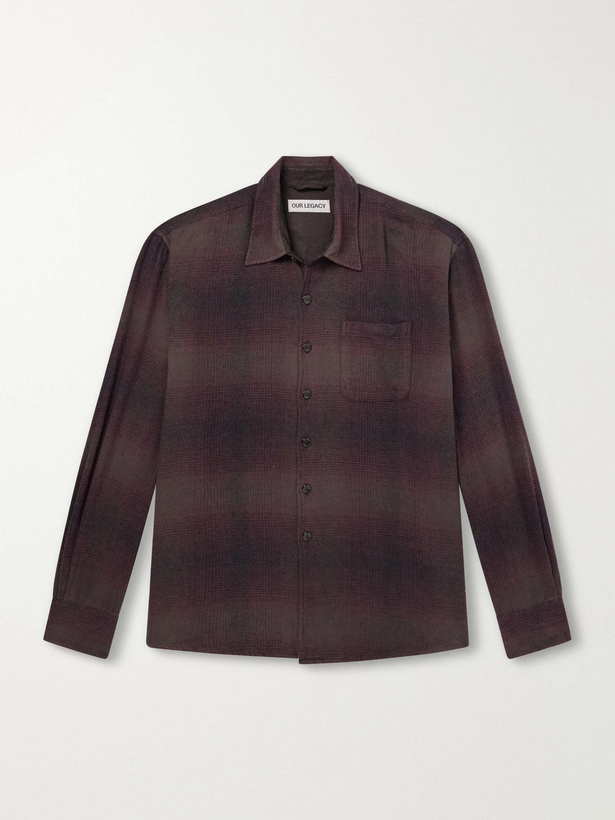 OUR LEGACY Above Checked Cotton-Blend Flannel Shirt — individual garment front view
