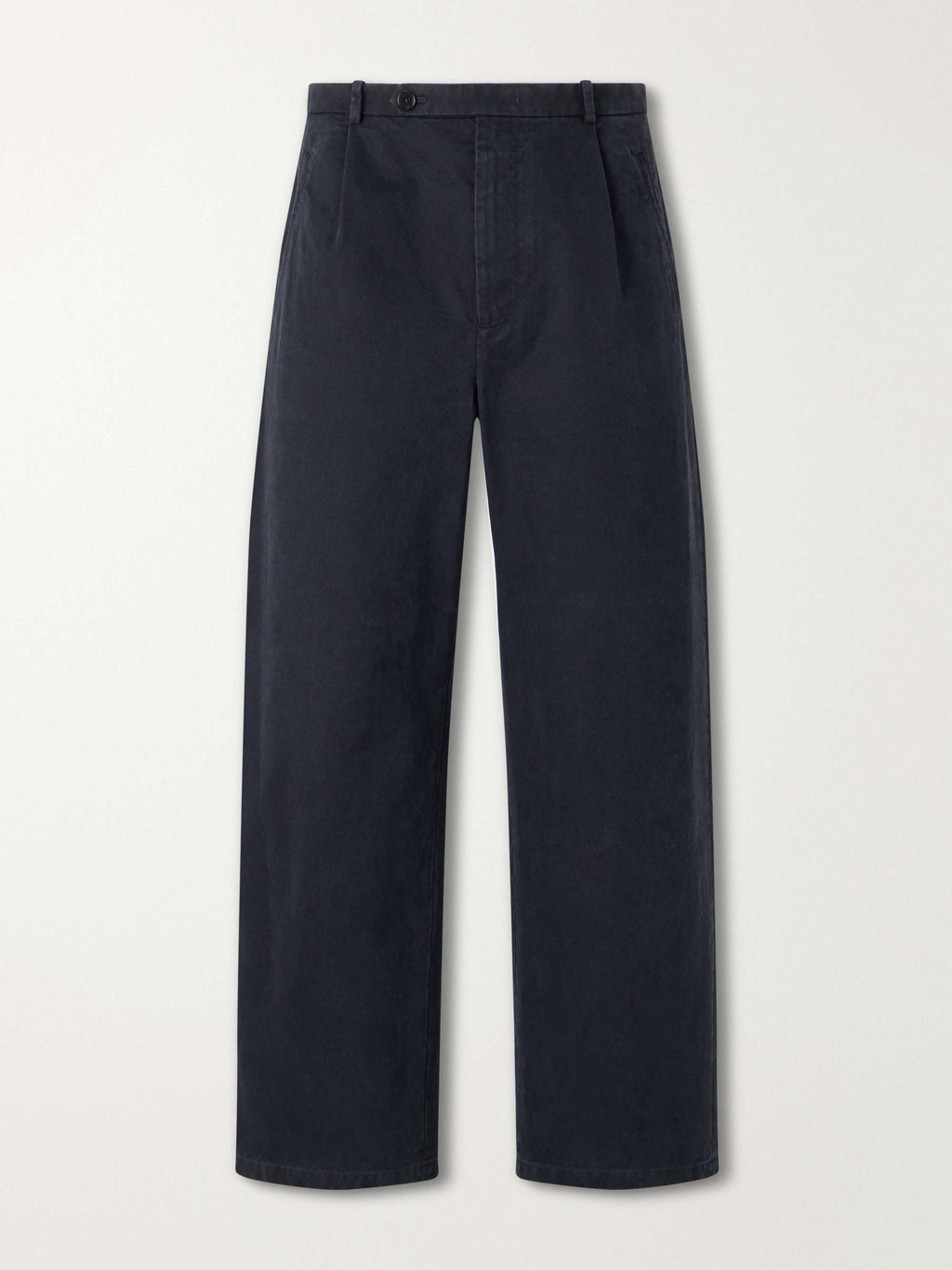 JIL SANDER Straight-Leg Pleated Cotton-Drill Trousers — individual garment front view