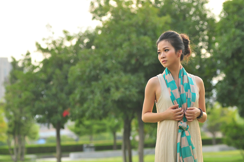 Silk pattern scarf front